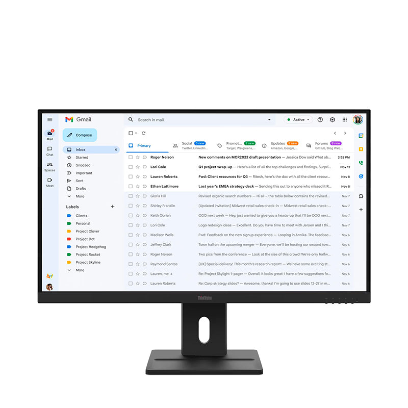 Monitor Lenovo ThinkVision E27-40, 27" WLED FHD IPS, HDMI, DP, VGA, Parlantes 2Wx2